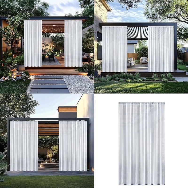 Gray Outdoor Sun Shade Curtain 132x183cm Waterproof All Weather Privacy Protection - Image 2